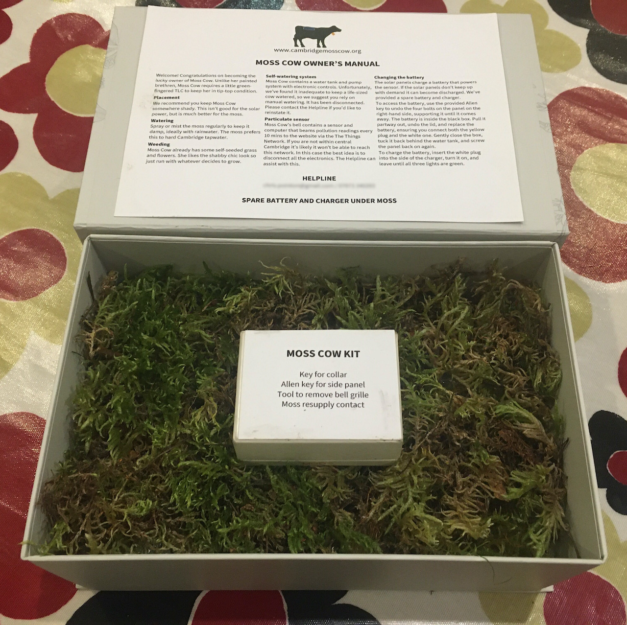 Moss Cow care pack including instructions and toolkit